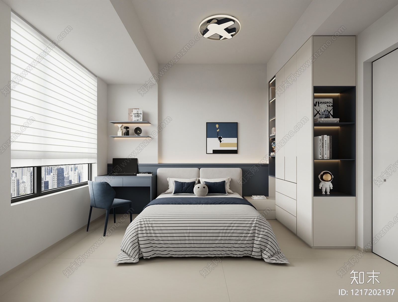 现代简约男孩房3D模型下载【ID:1217202197】