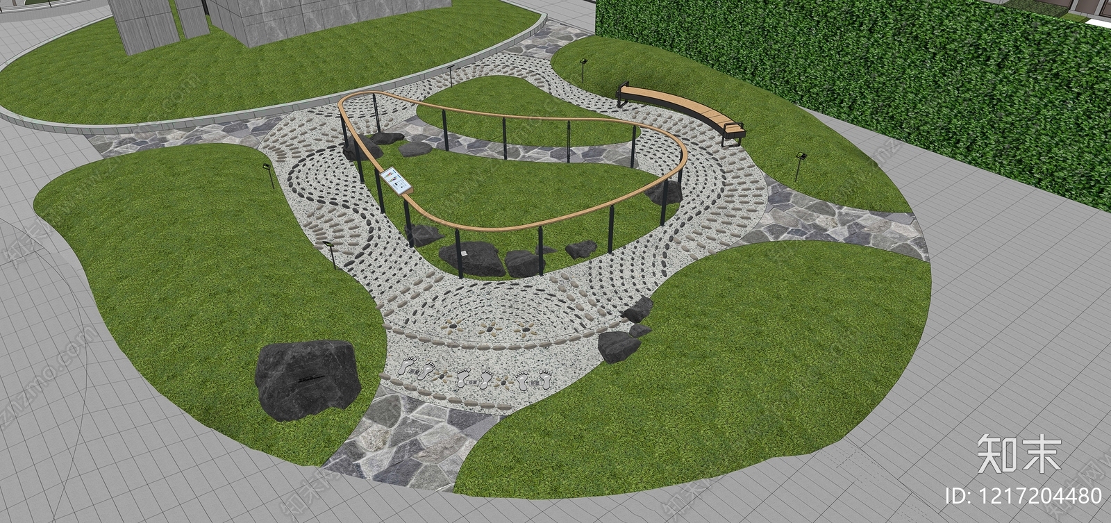 新中式景观园路SU模型下载【ID:1217204480】