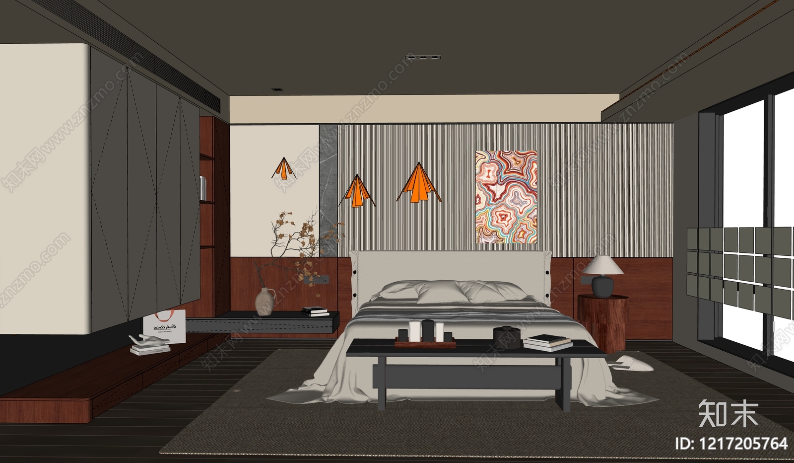 现代简约主卧SU模型下载【ID:1217205764】