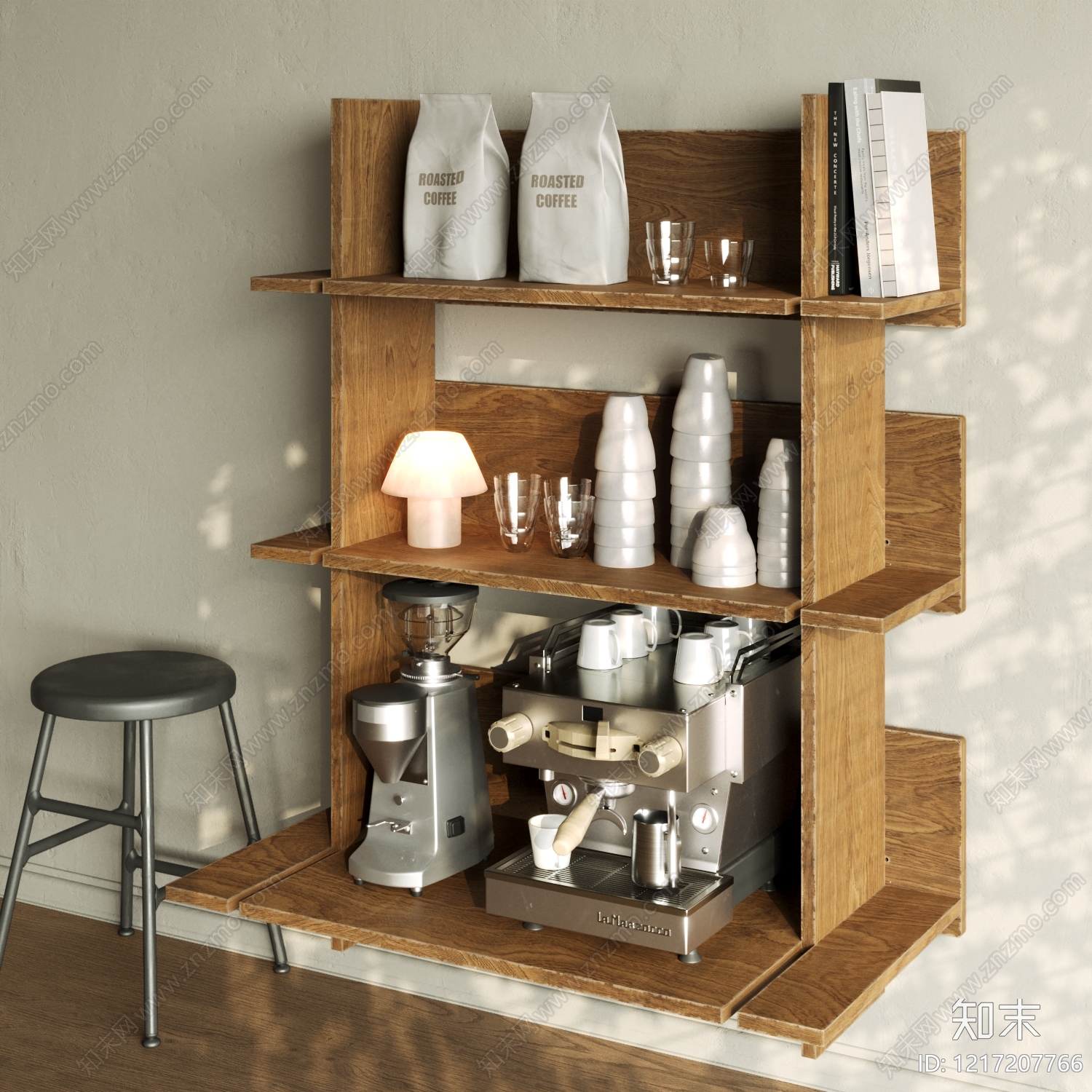 原木风厨房用品组合SU模型下载【ID:1217207766】