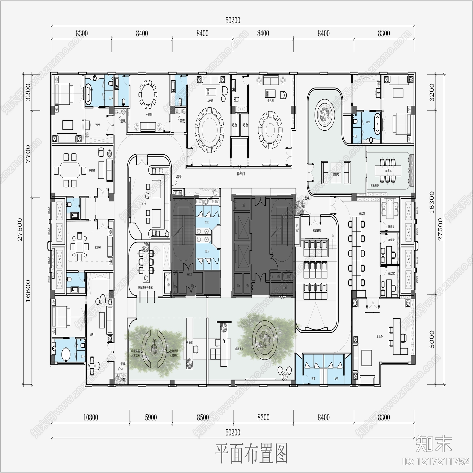 会所cad施工图下载【ID:1217211752】