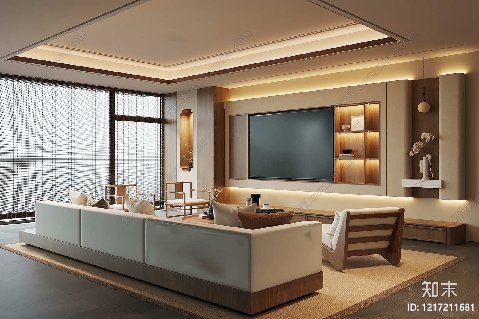 新中式家居客厅3D模型下载【ID:1217211681】