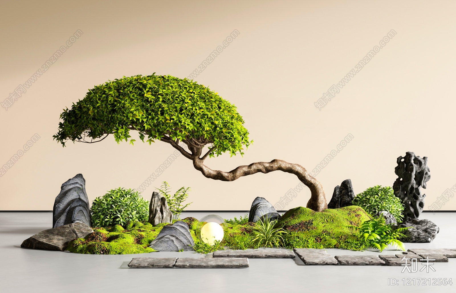 新中式景观枯山水3D模型下载【ID:1217212564】