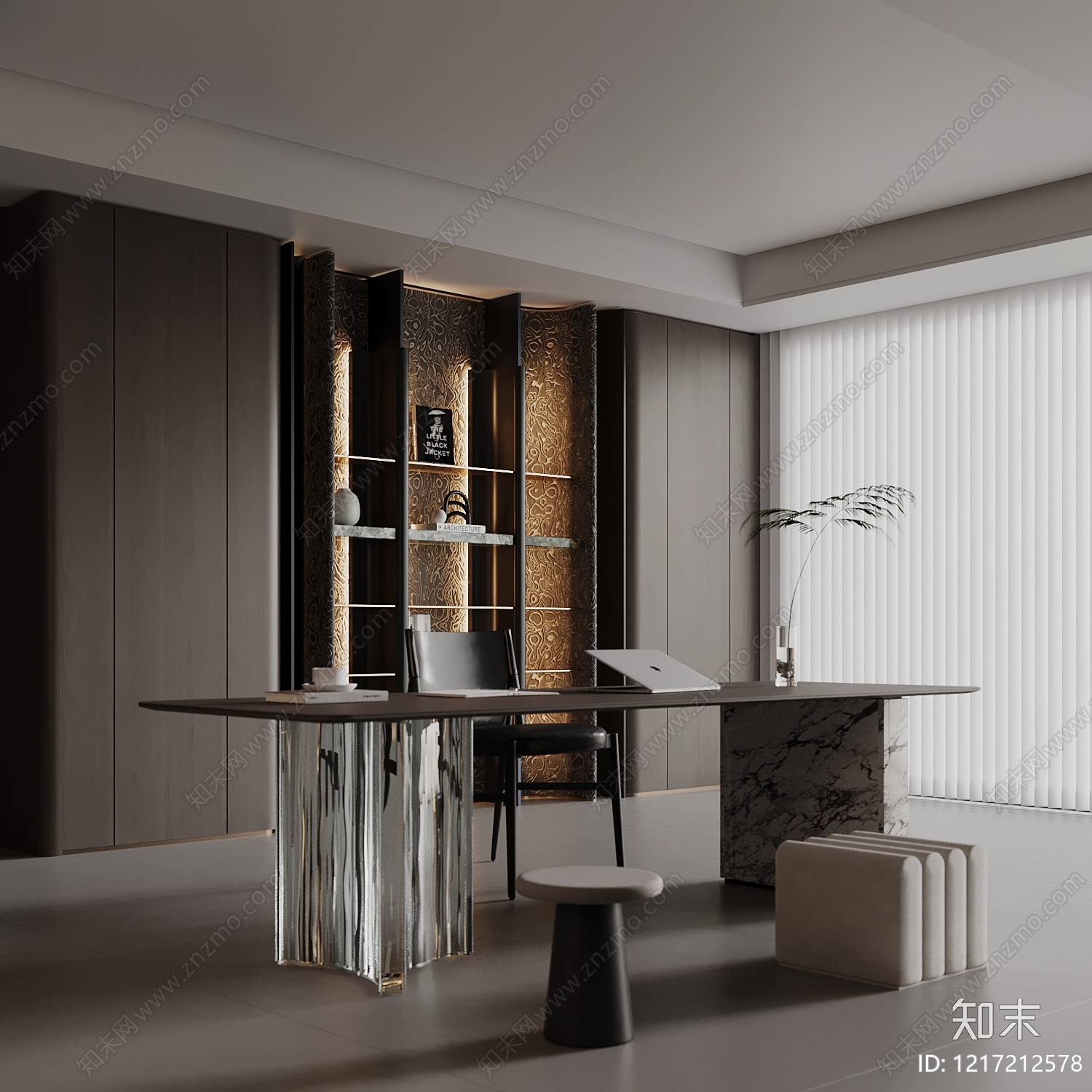 意式极简书房3D模型下载【ID:1217212578】