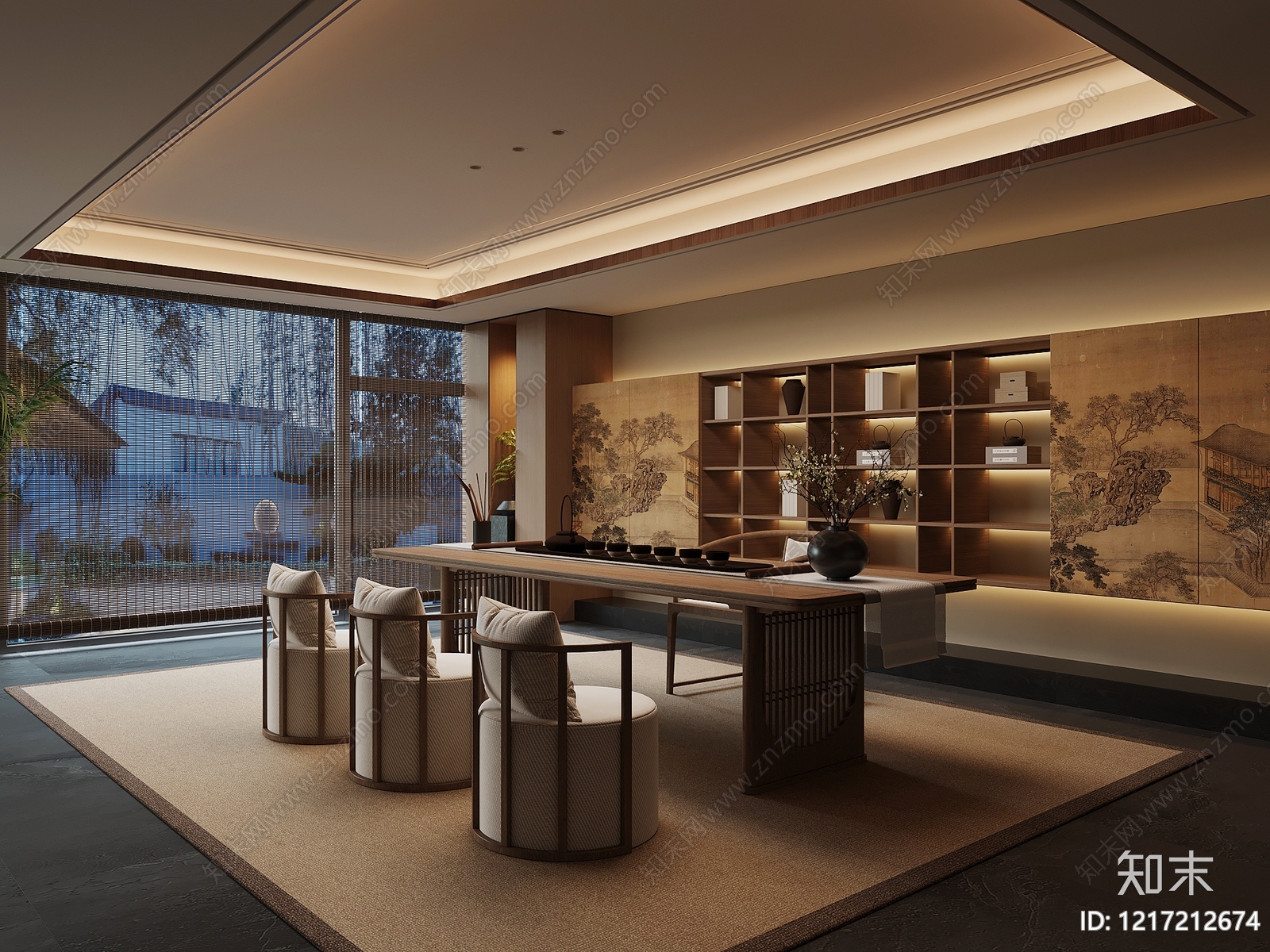 新中式茶室3D模型下载【ID:1217212674】