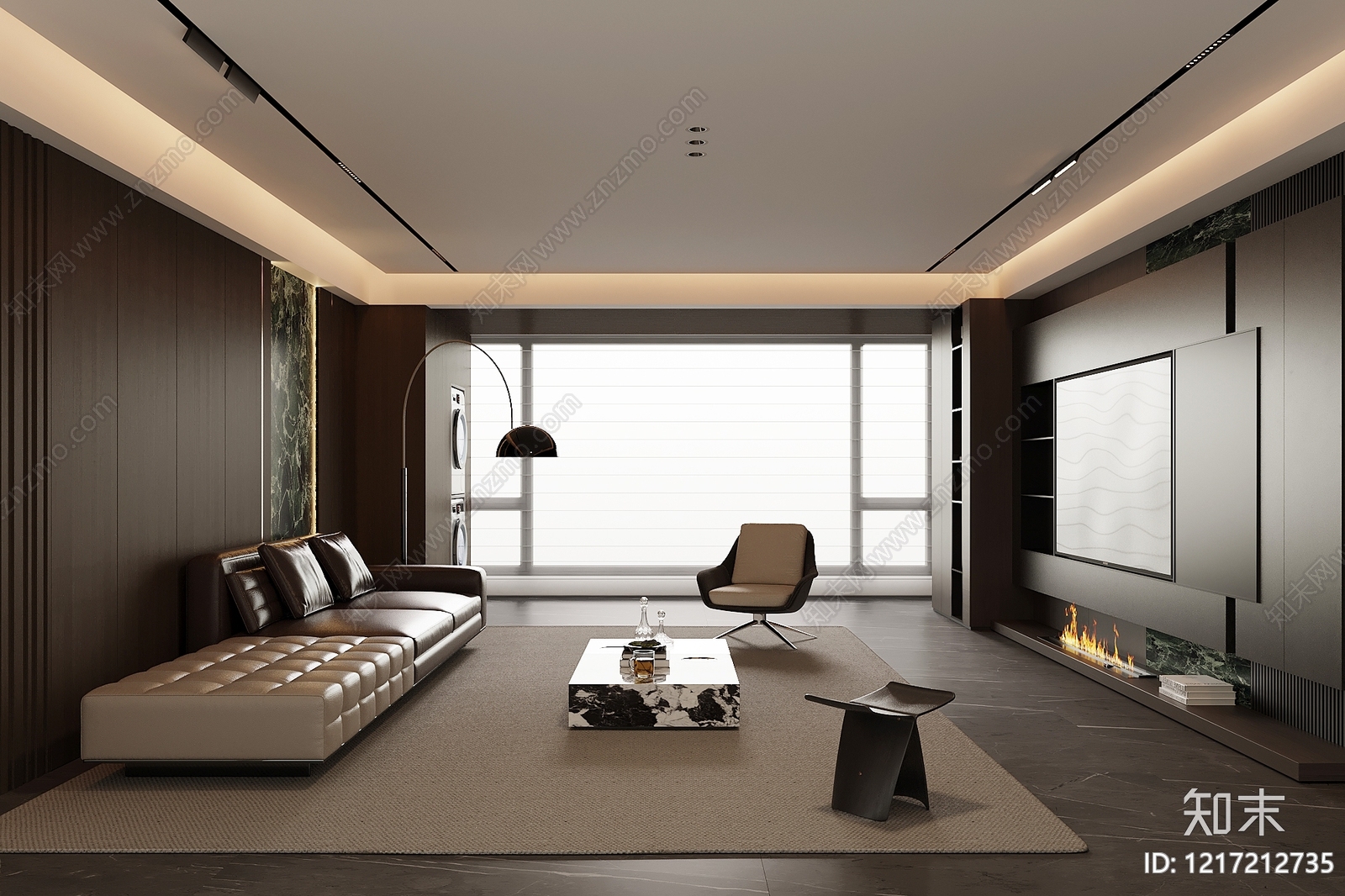 现代极简家居客厅3D模型下载【ID:1217212735】