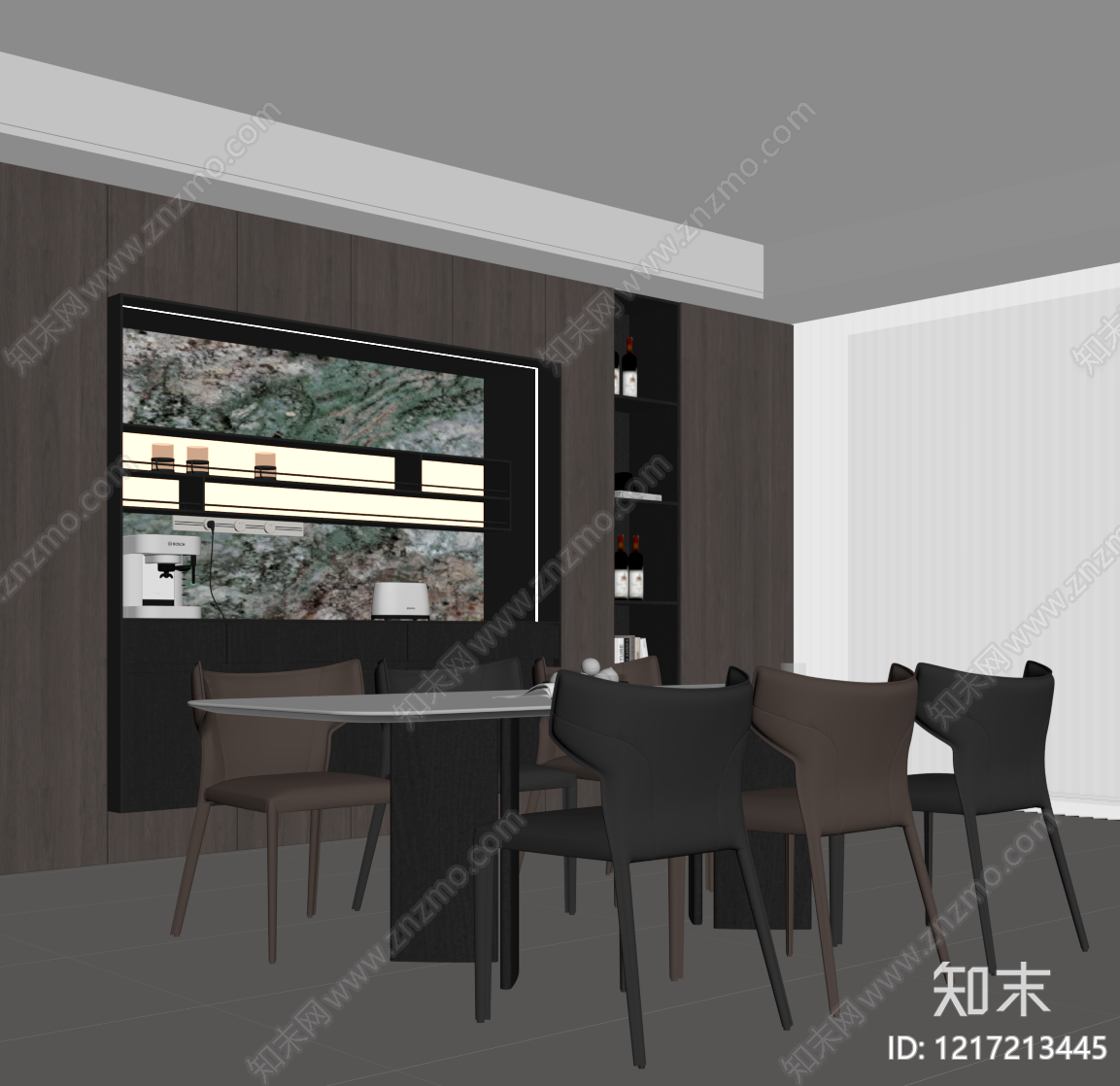 意式极简家居餐厅SU模型下载【ID:1217213445】