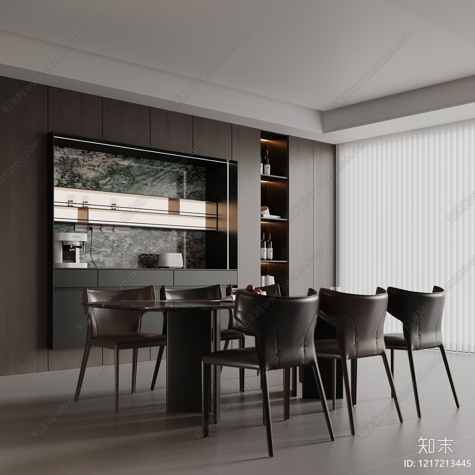 意式极简家居餐厅SU模型下载【ID:1217213445】