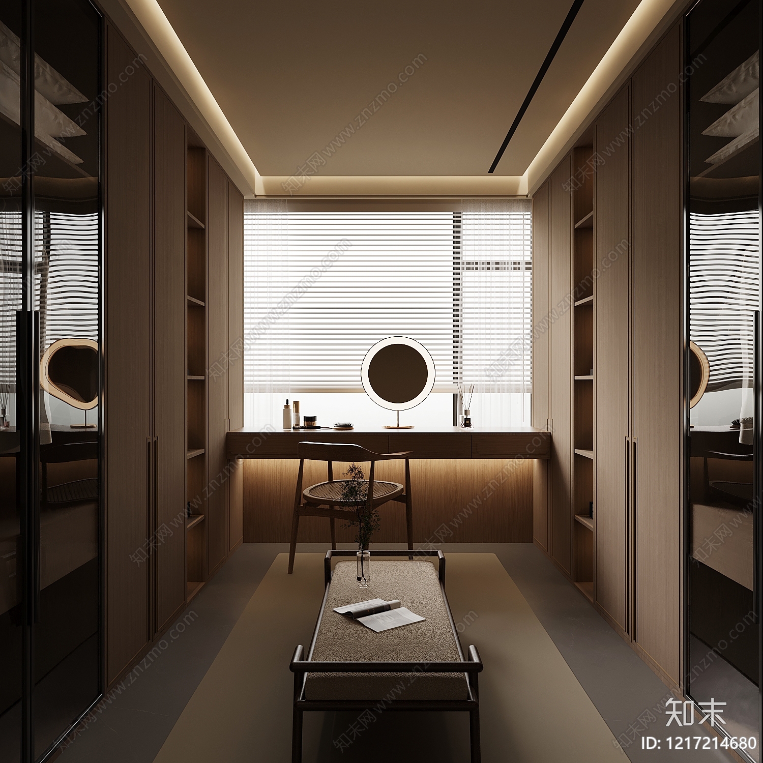 新中式衣帽间SU模型下载【ID:1217214680】