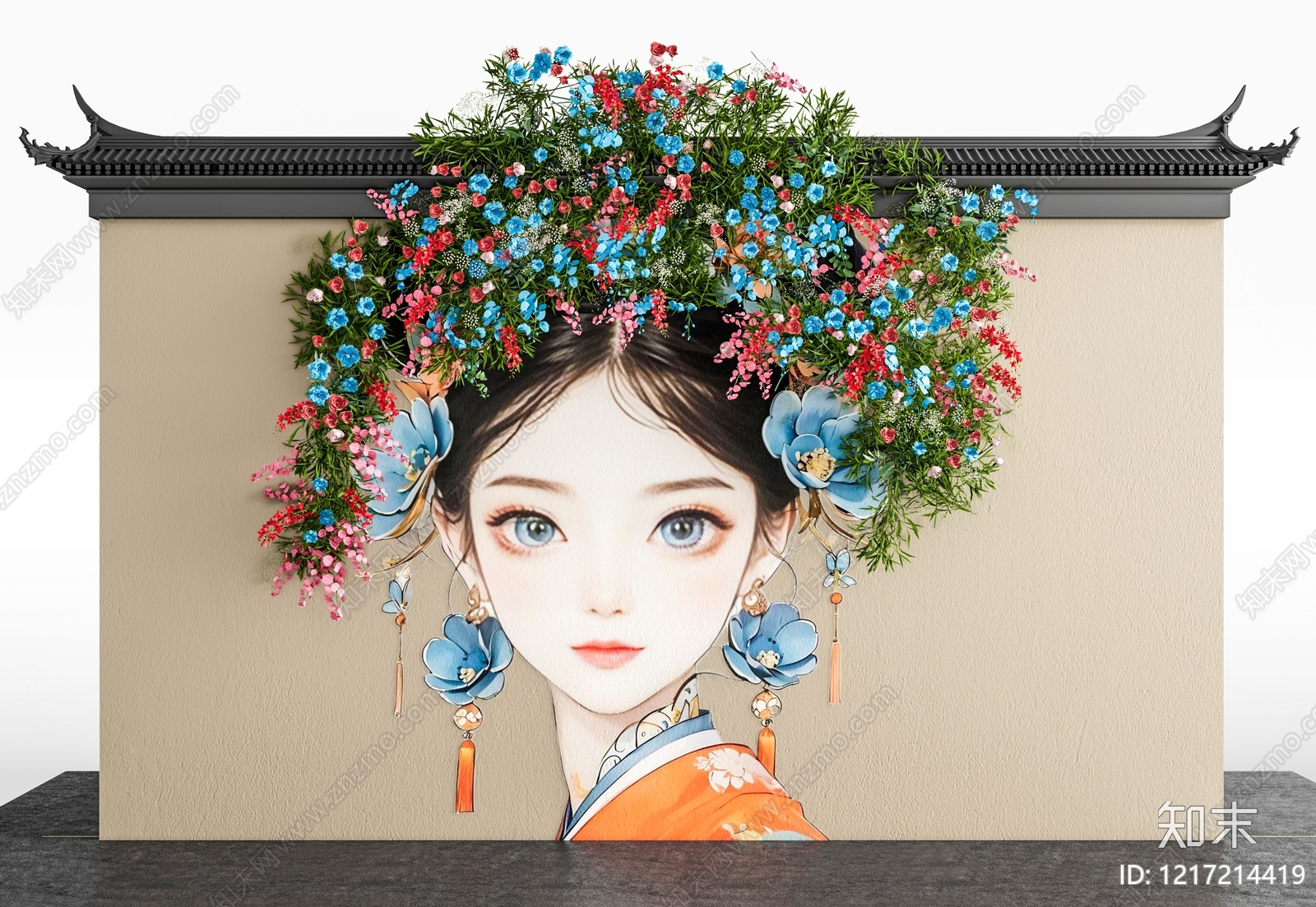 新中式打卡墙SU模型下载【ID:1217214419】