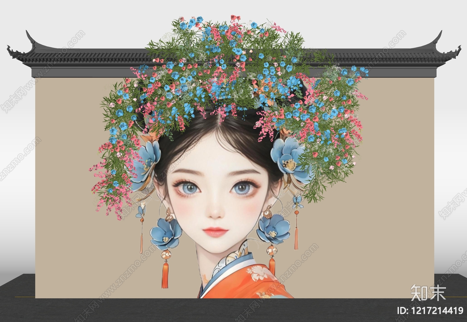 新中式打卡墙SU模型下载【ID:1217214419】