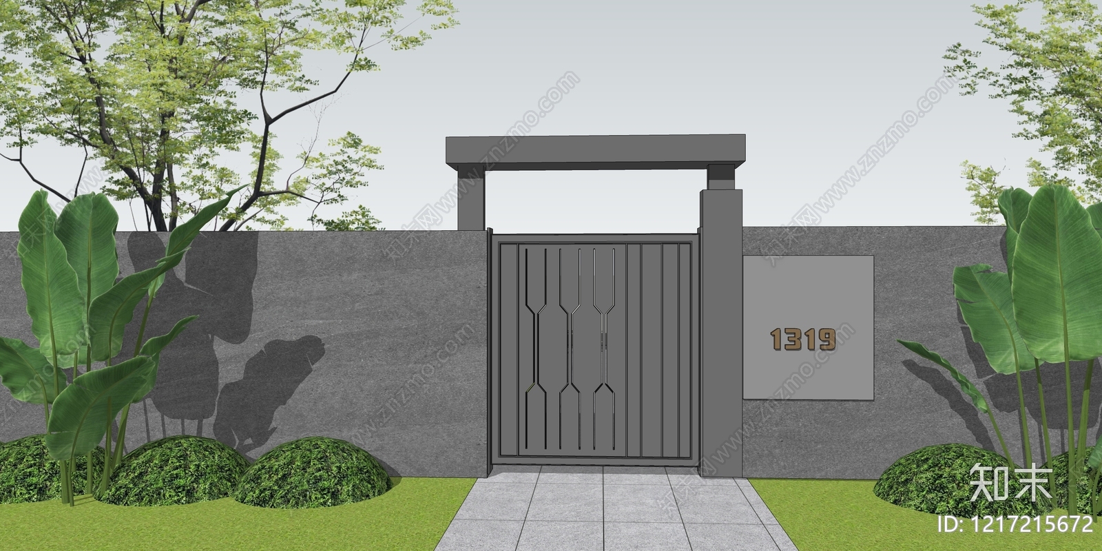 现代简约入口大门SU模型下载【ID:1217215672】
