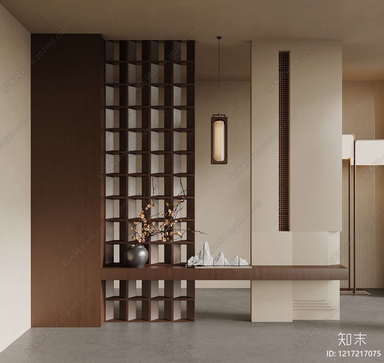新中式玄关3D模型下载【ID:1217217075】