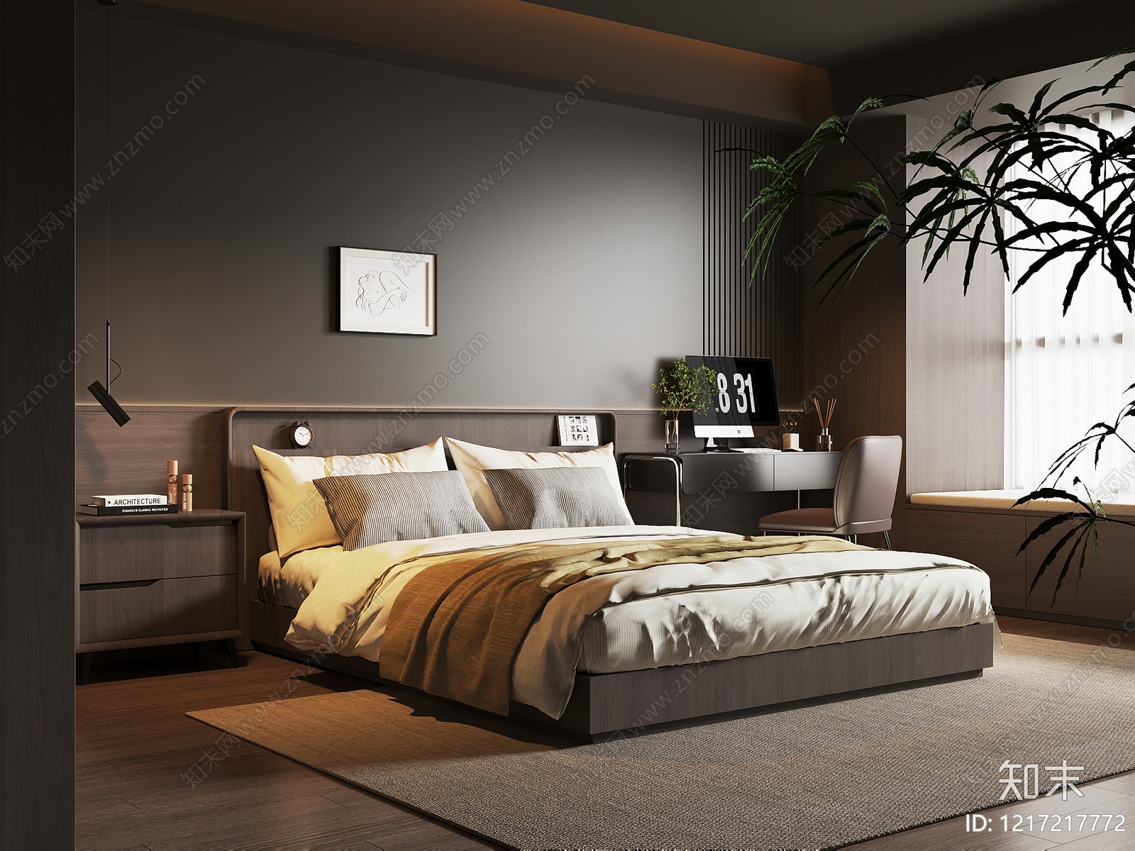 现代简约主卧3D模型下载【ID:1217217772】