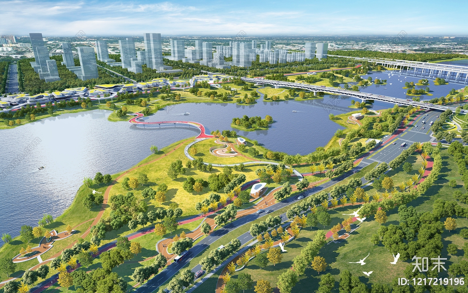 现代滨水景观滨水景观3D模型下载【ID:1217219196】