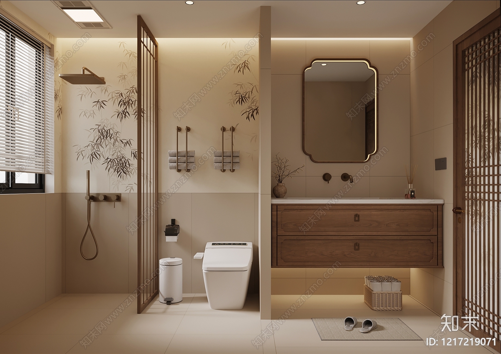 新中式卫生间3D模型下载【ID:1217219071】