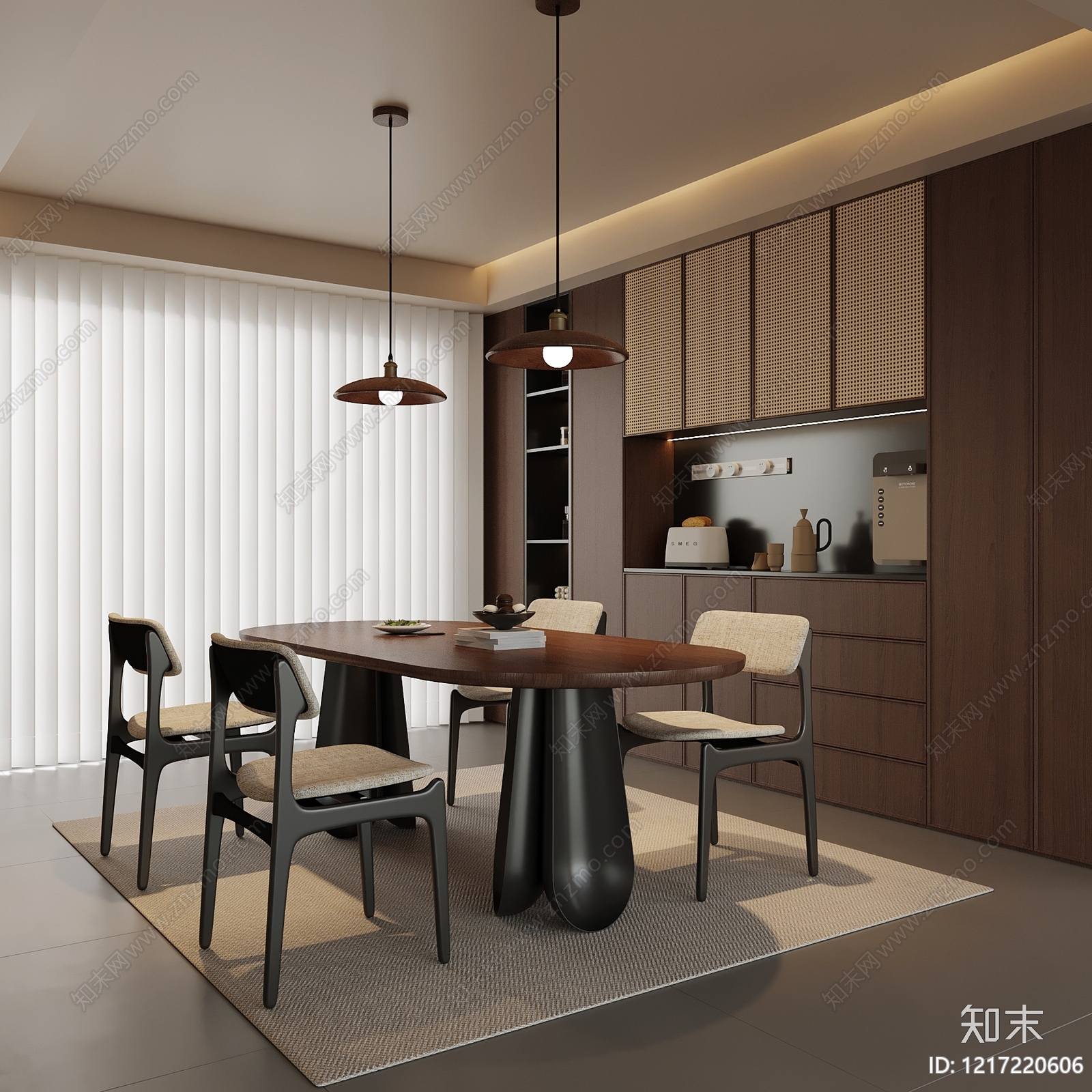 现代简约家居餐厅SU模型下载【ID:1217220606】