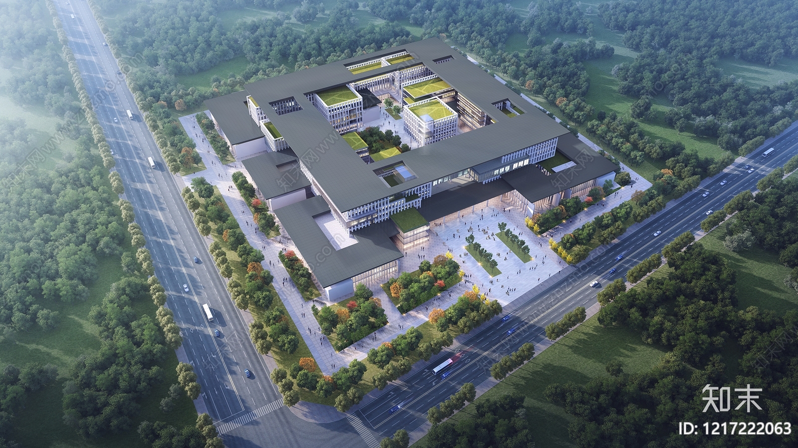 新中式政府办公楼3D模型下载【ID:1217222063】