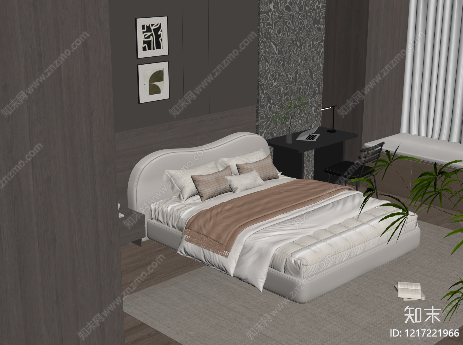 现代简约主卧SU模型下载【ID:1217221966】