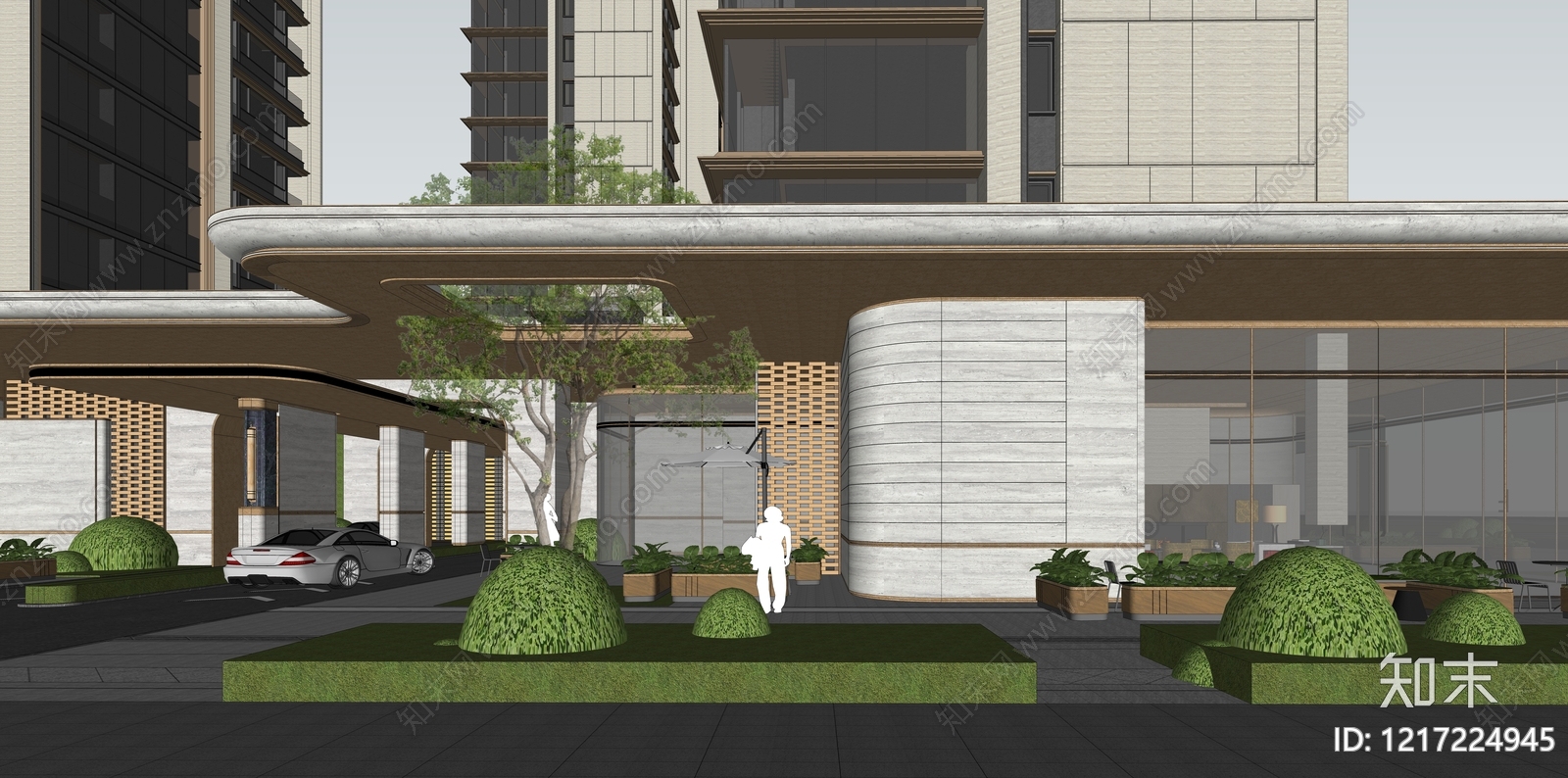 现代简约售楼处建筑SU模型下载【ID:1217224945】