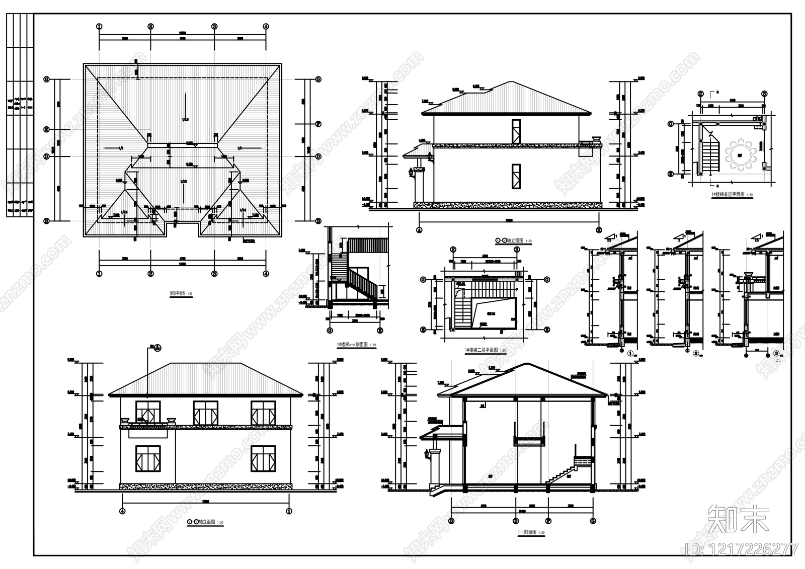 别墅建筑cad施工图下载【ID:1217226277】