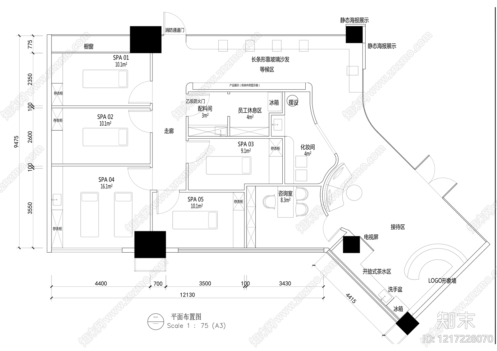 美容院cad施工图下载【ID:1217228070】