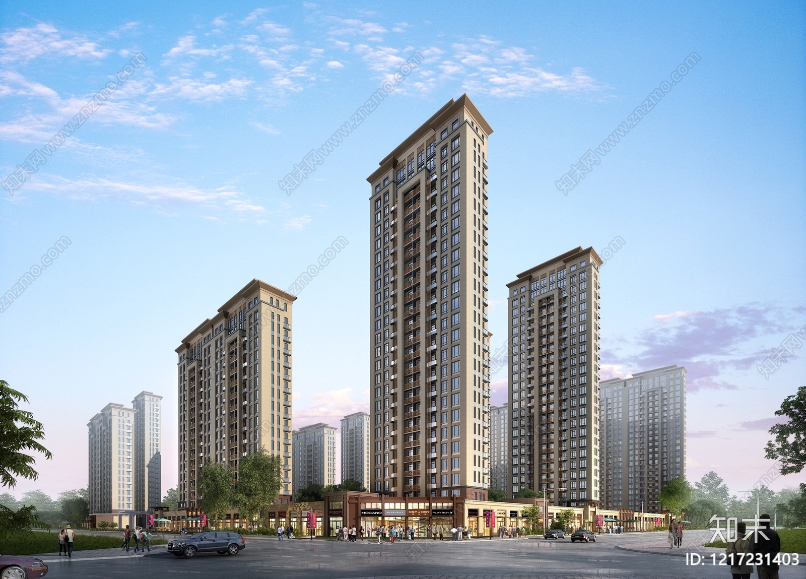 新古典主义小高层住宅楼3D模型下载【ID:1217231403】