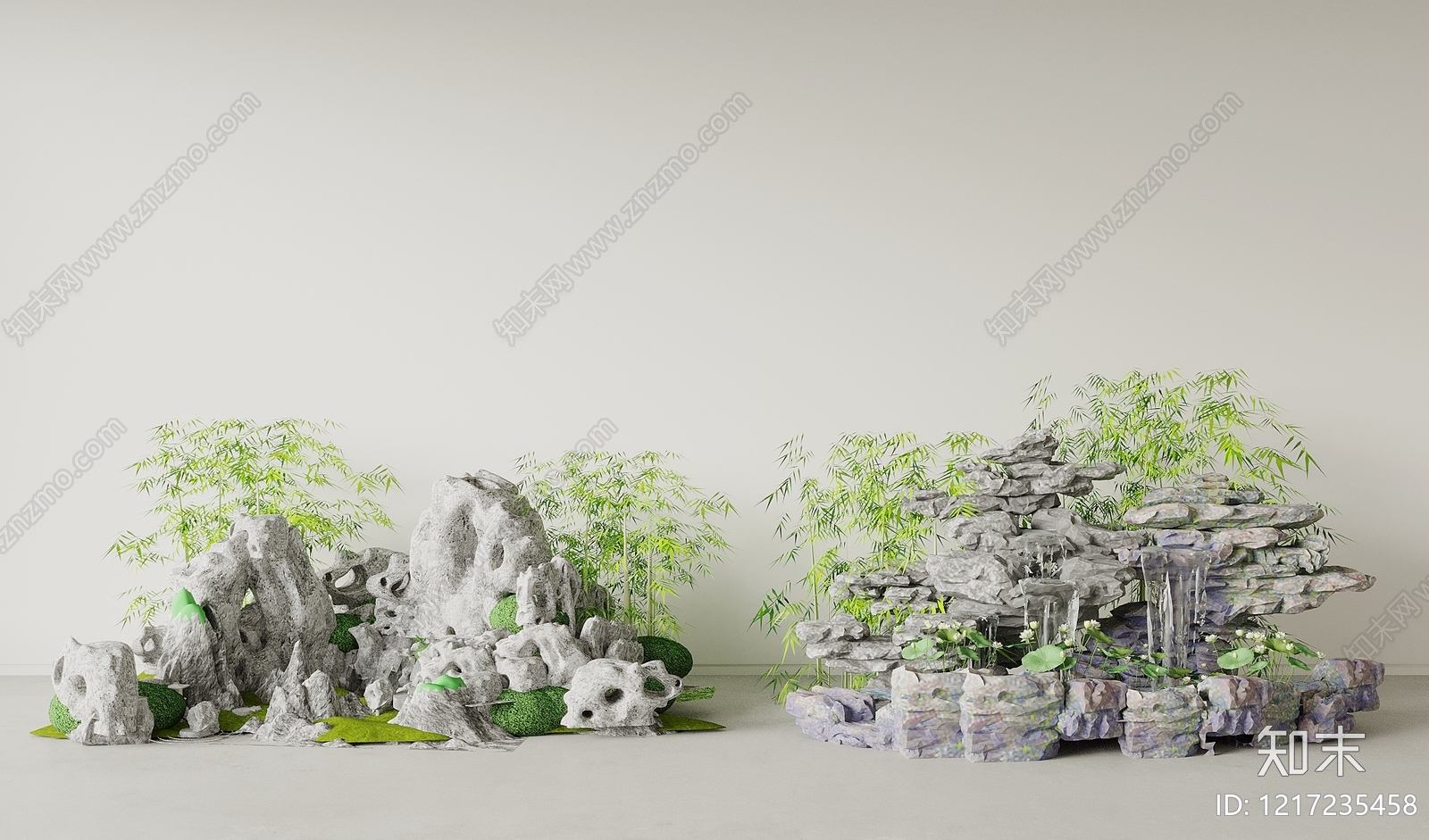 新中式景观假山SU模型下载【ID:1217235458】