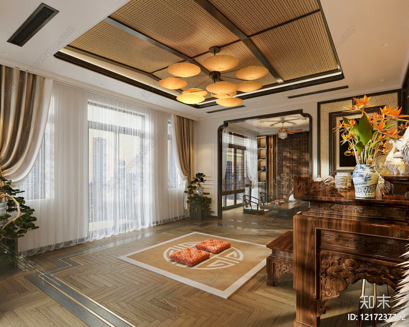 新中式佛堂3D模型下载【ID:1217237792】