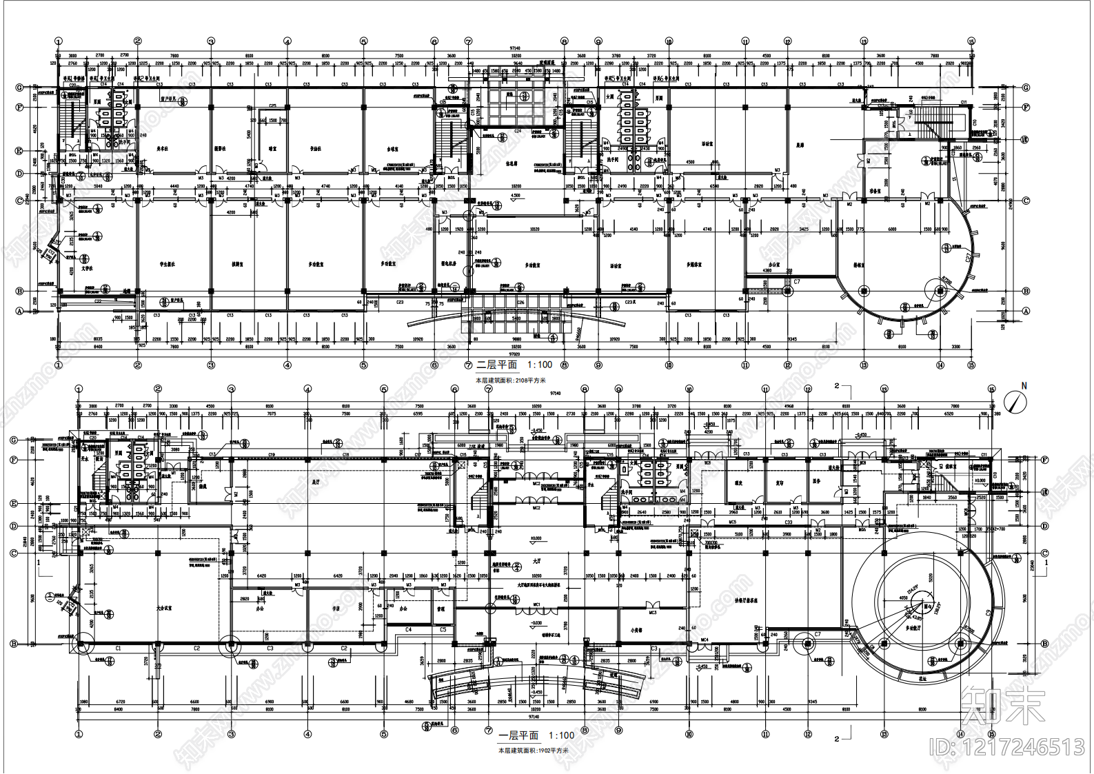 学校建筑cad施工图下载【ID:1217246513】