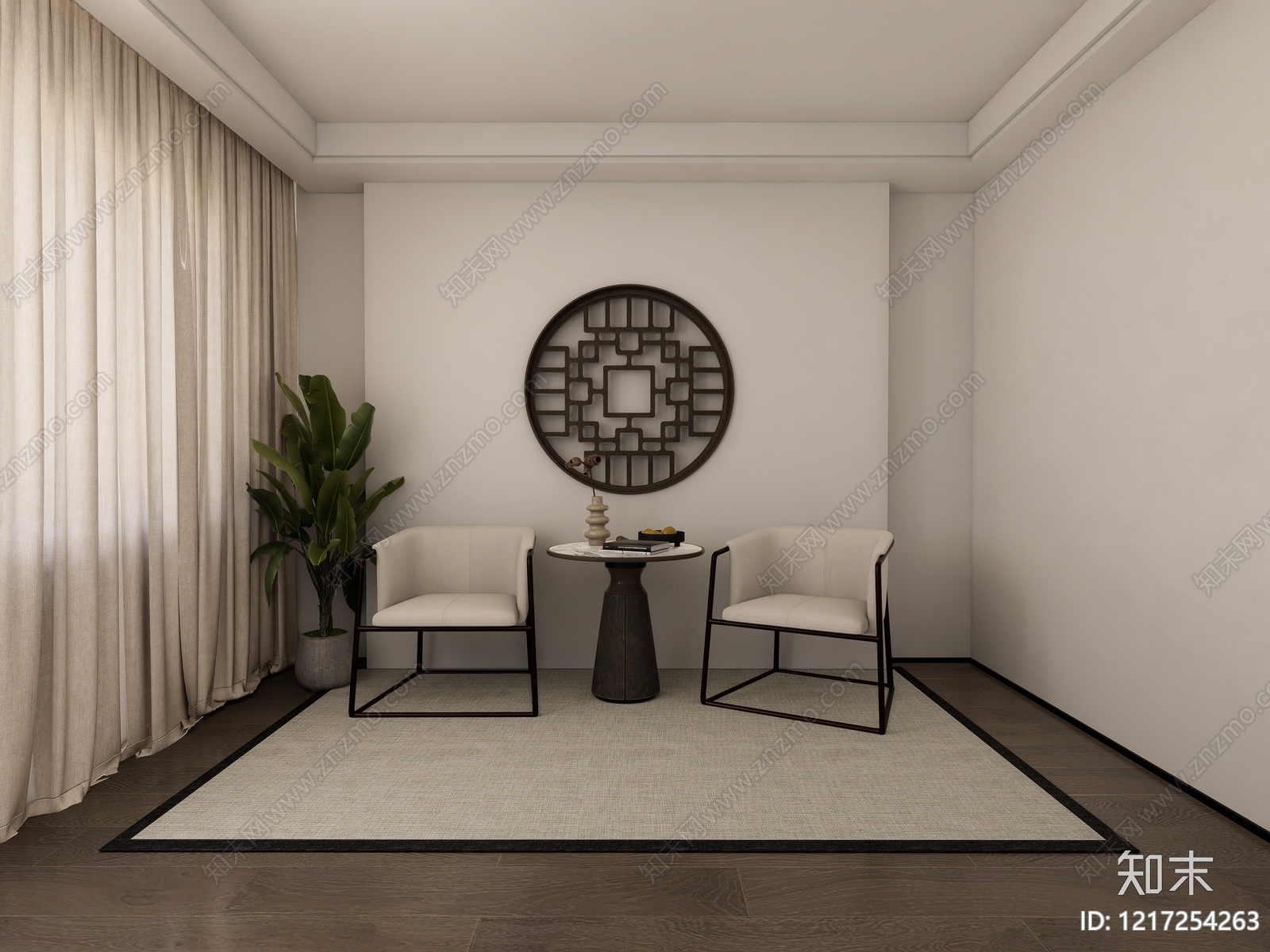 新中式茶室SU模型下载【ID:1217254263】