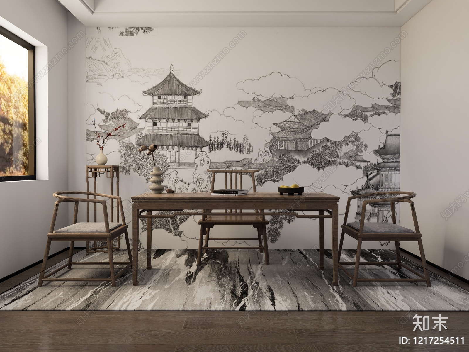 新中式茶室SU模型下载【ID:1217254511】