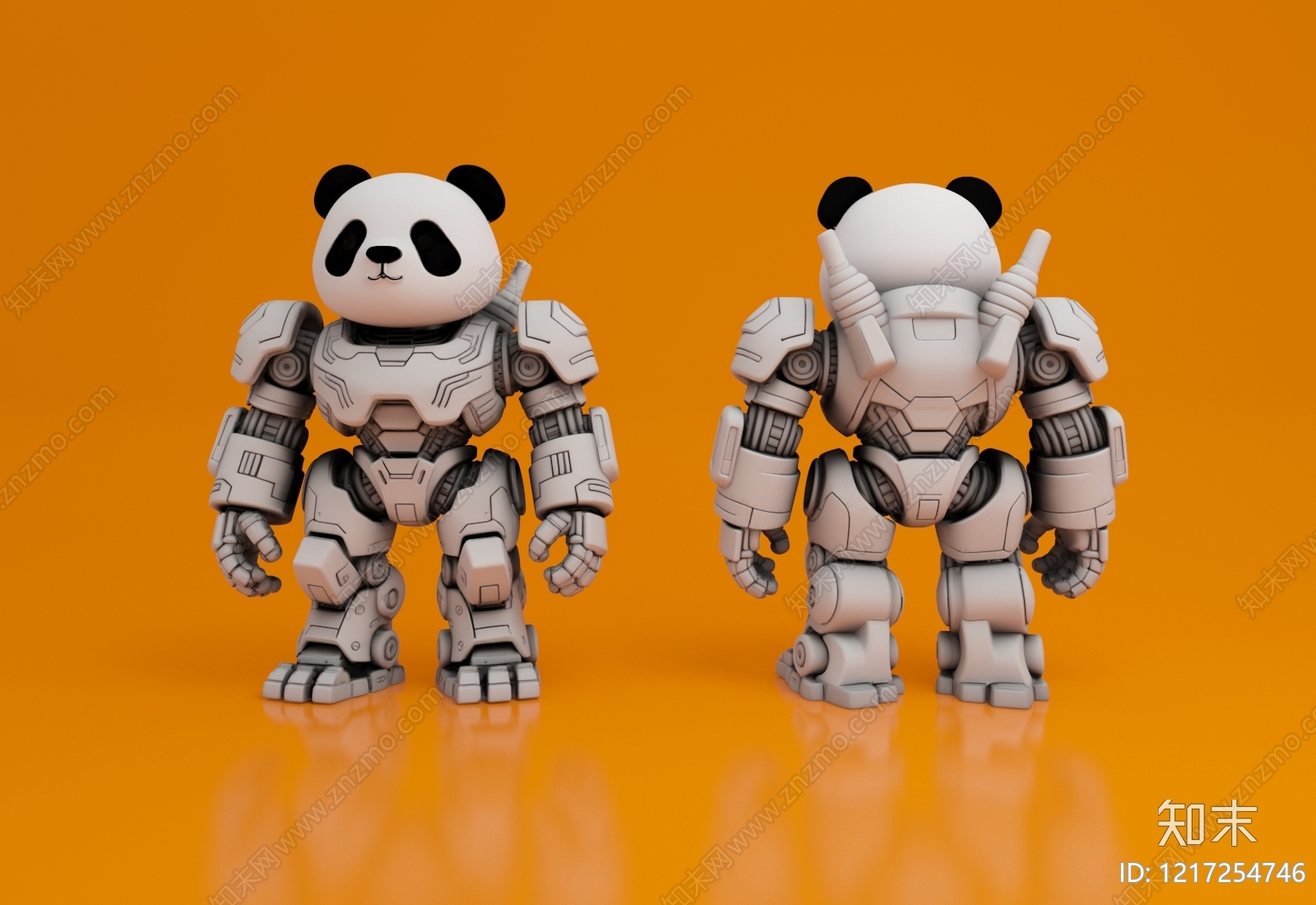 机甲风雕塑摆件3D模型渲染效果图