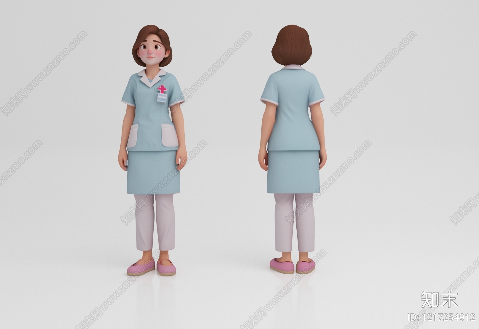 卡通风格虚拟人物3D模型渲染效果图