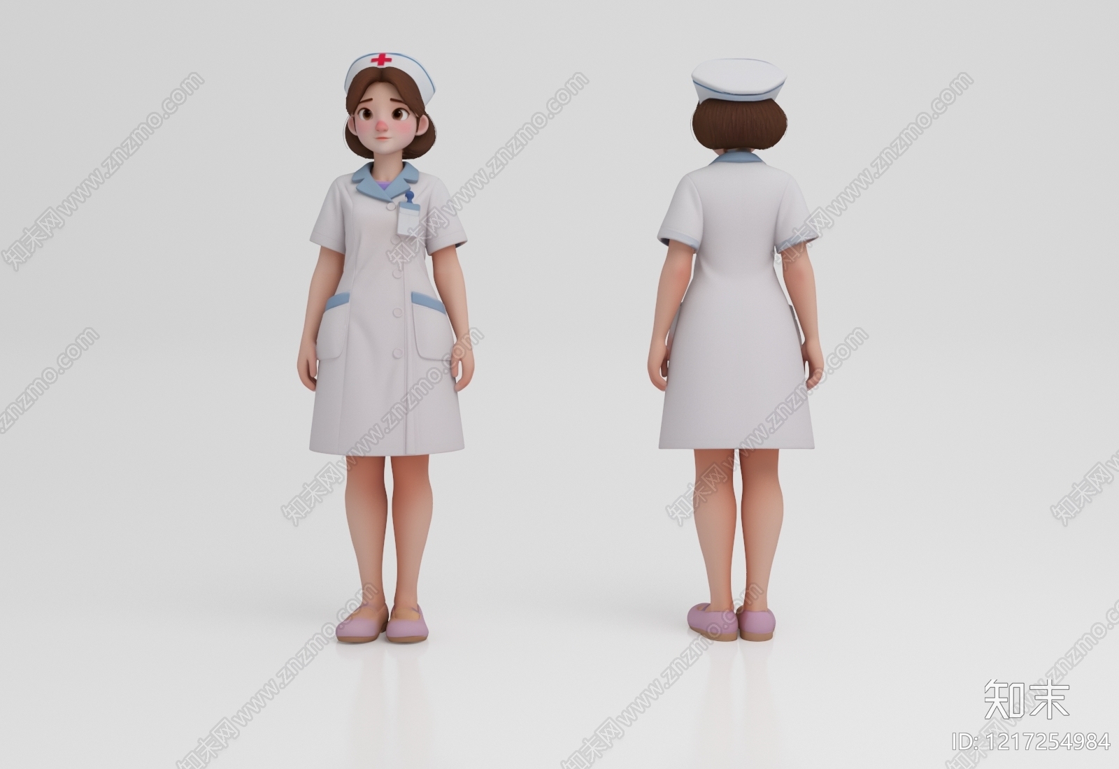 卡通写实风格虚拟人物3D模型渲染效果图