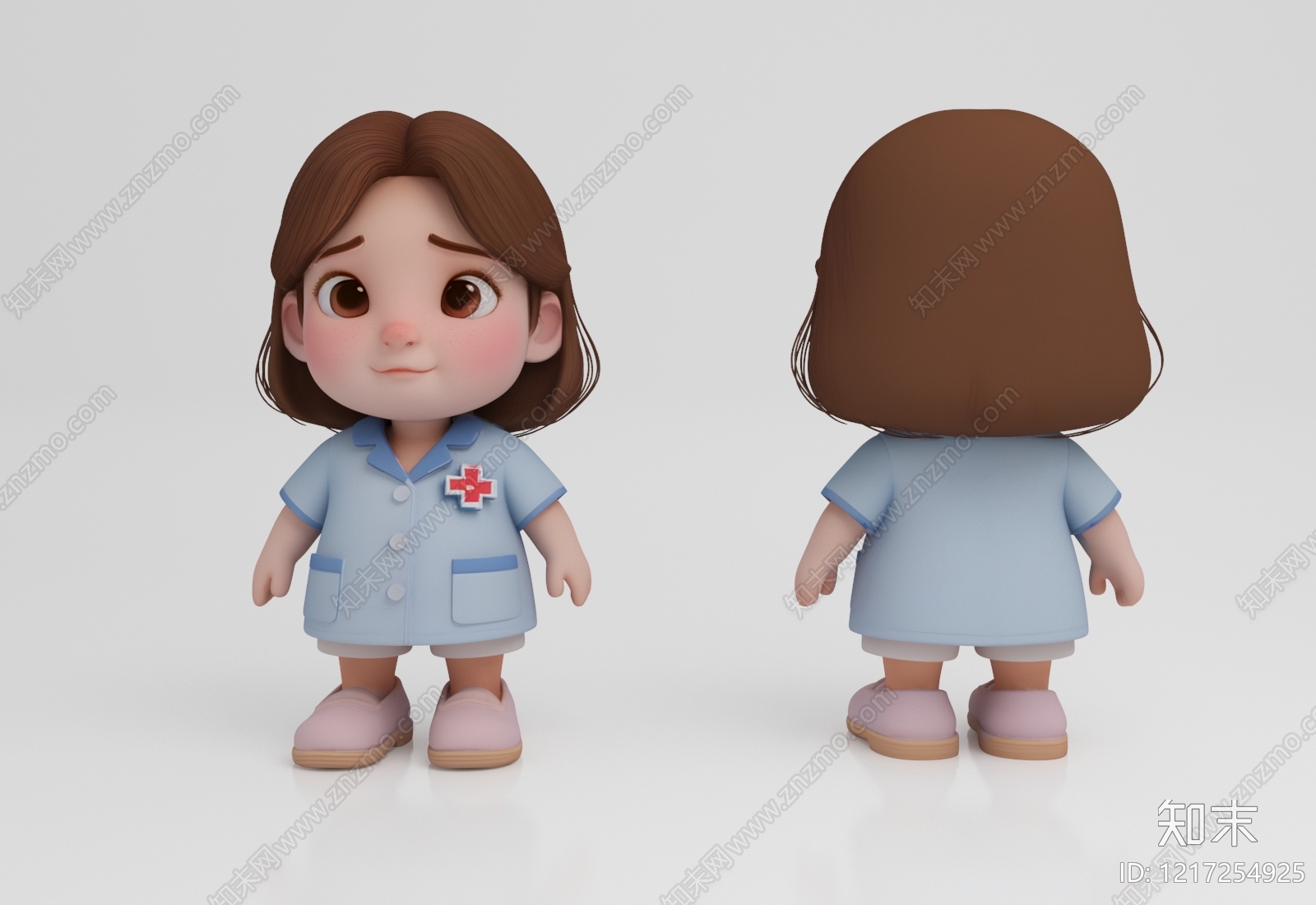 卡通风格虚拟人物3D模型渲染效果图