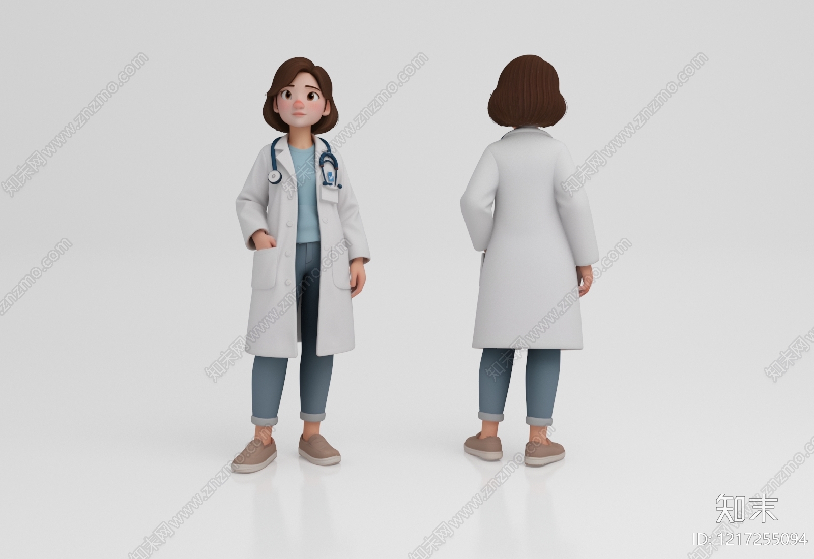 卡通3D风格虚拟人物3D模型渲染效果图