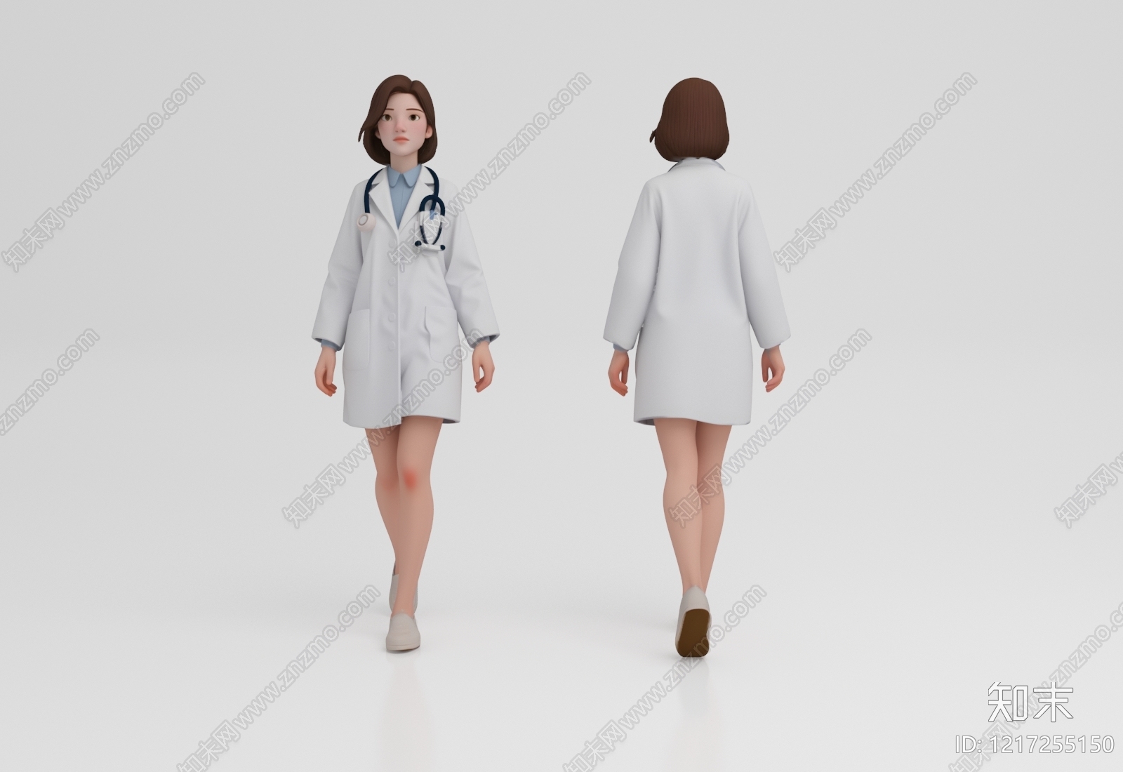 卡通写实风虚拟人物3D模型渲染效果图