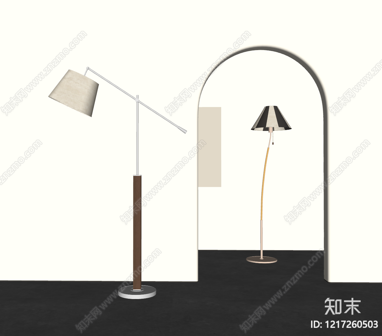 现代落地灯SU模型下载【ID:1217260503】