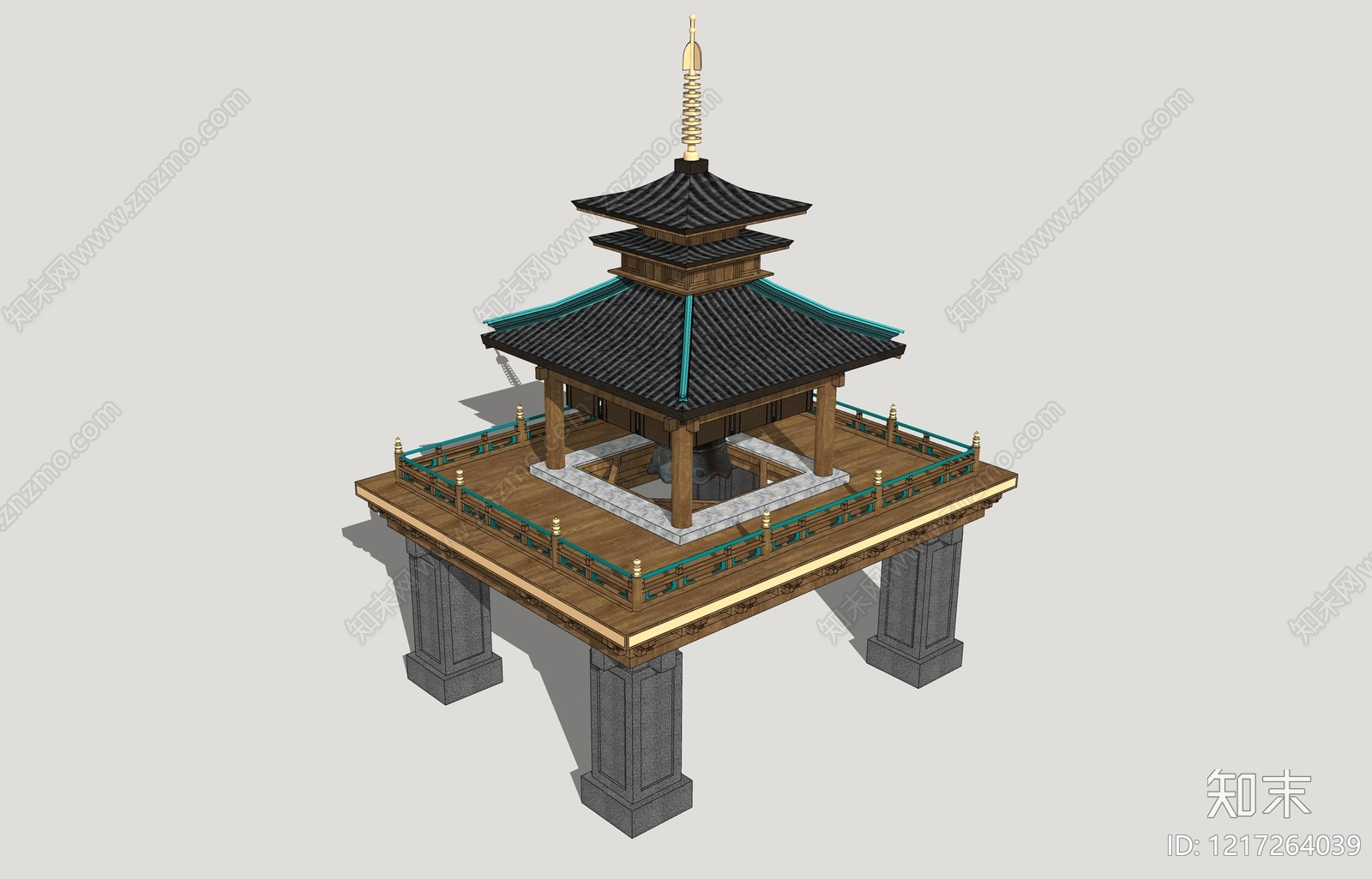 日式禅意寺庙建筑SU模型草图