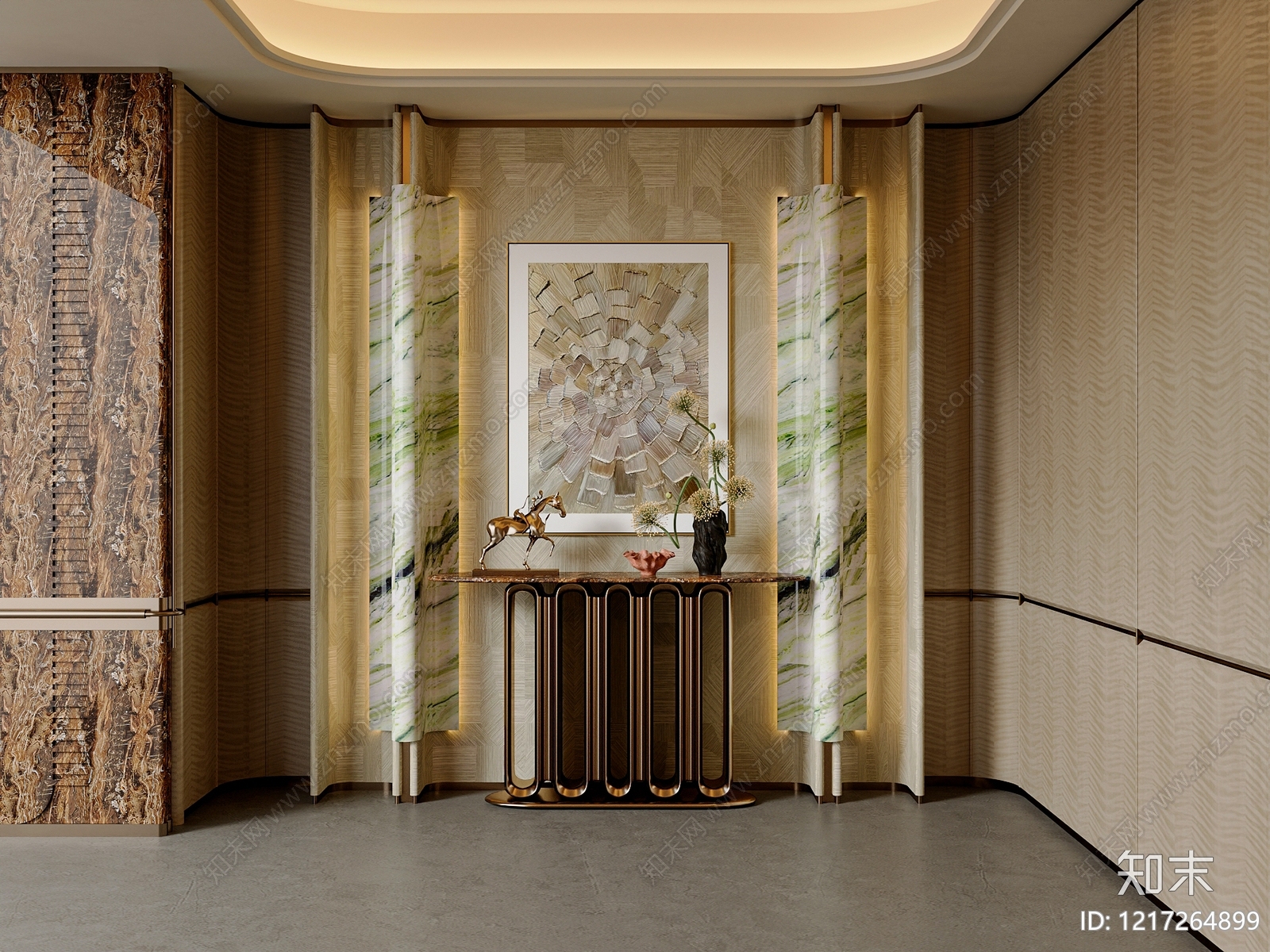 意式轻奢玄关3D模型下载【ID:1217264899】