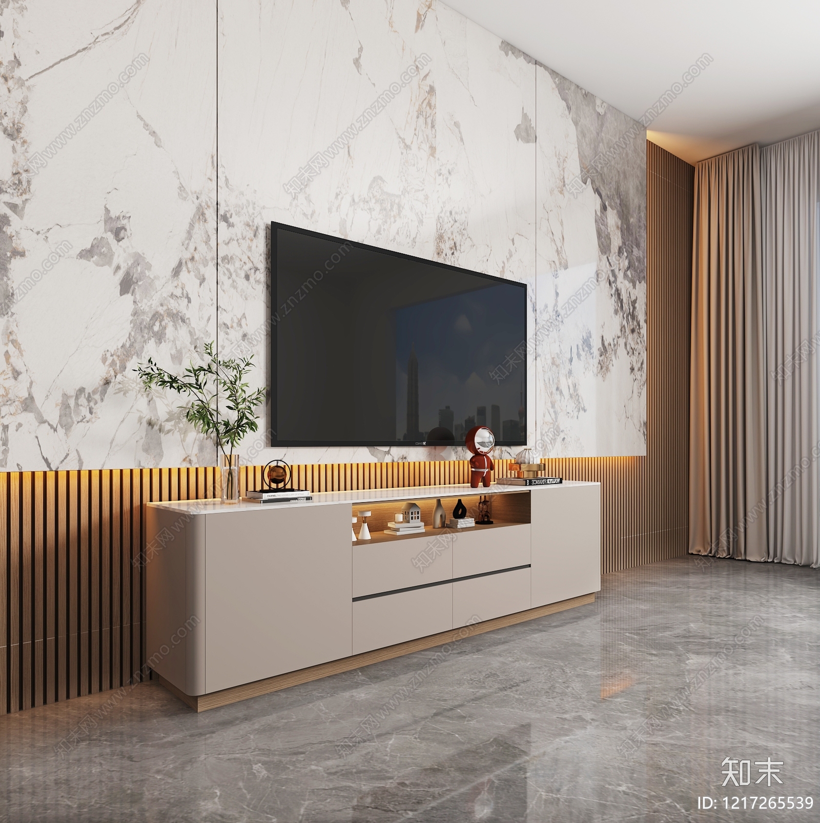 现代简约家居客厅3D模型下载【ID:1217265539】