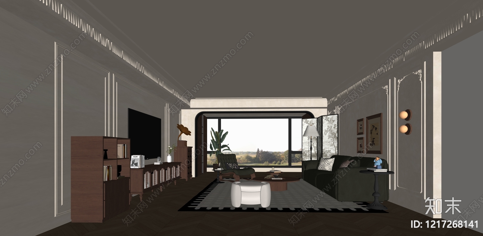 现代家居客厅SU模型下载【ID:1217268141】