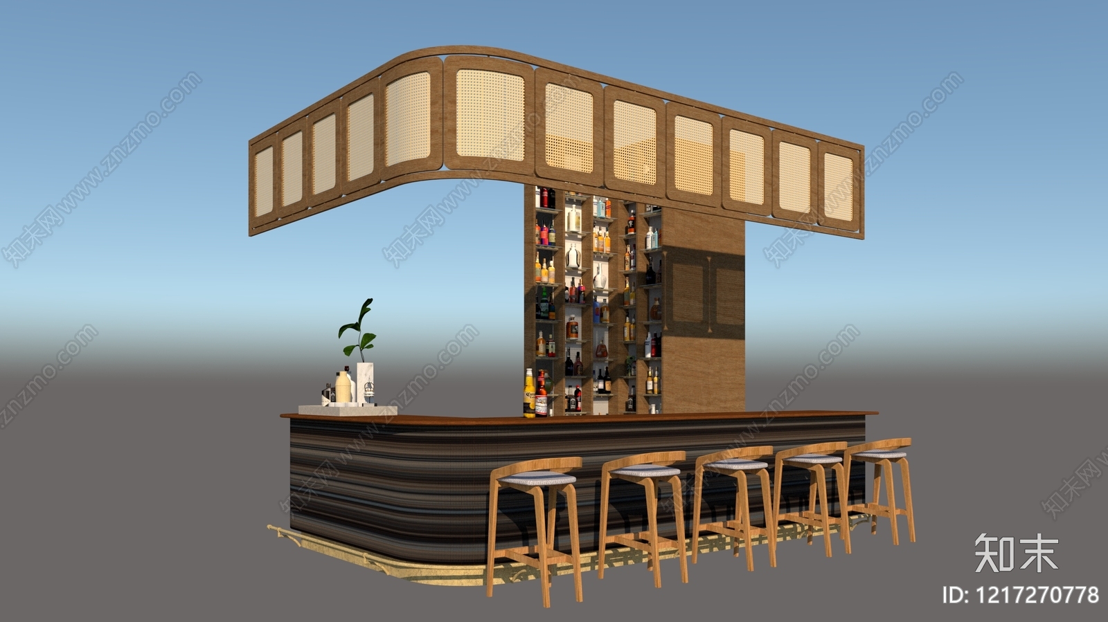 新中式酒展厅SU模型下载【ID:1217270778】
