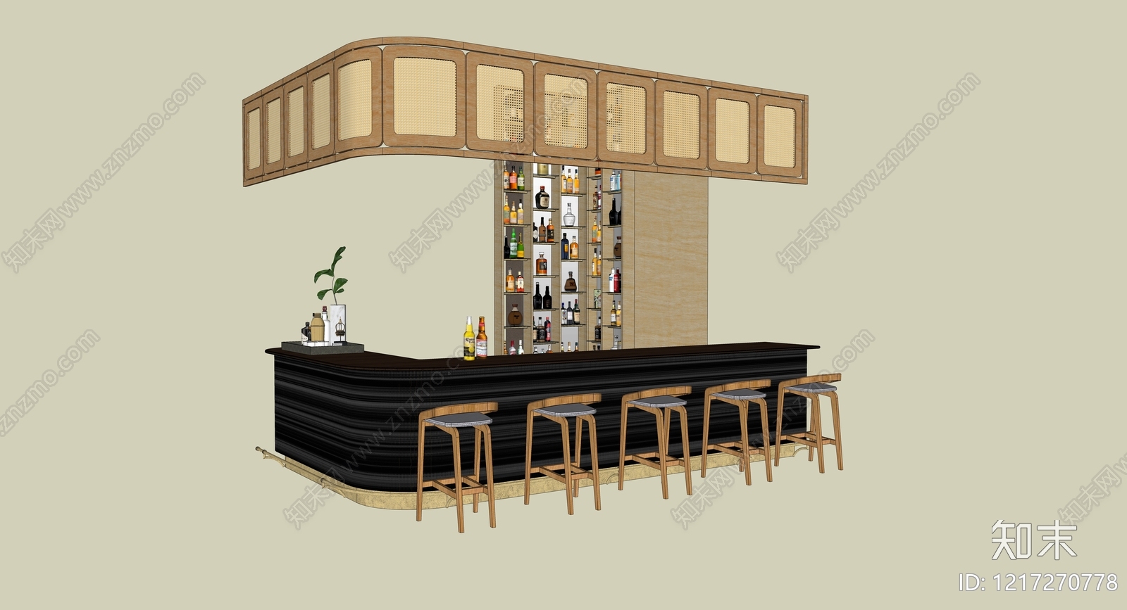 新中式酒展厅SU模型下载【ID:1217270778】