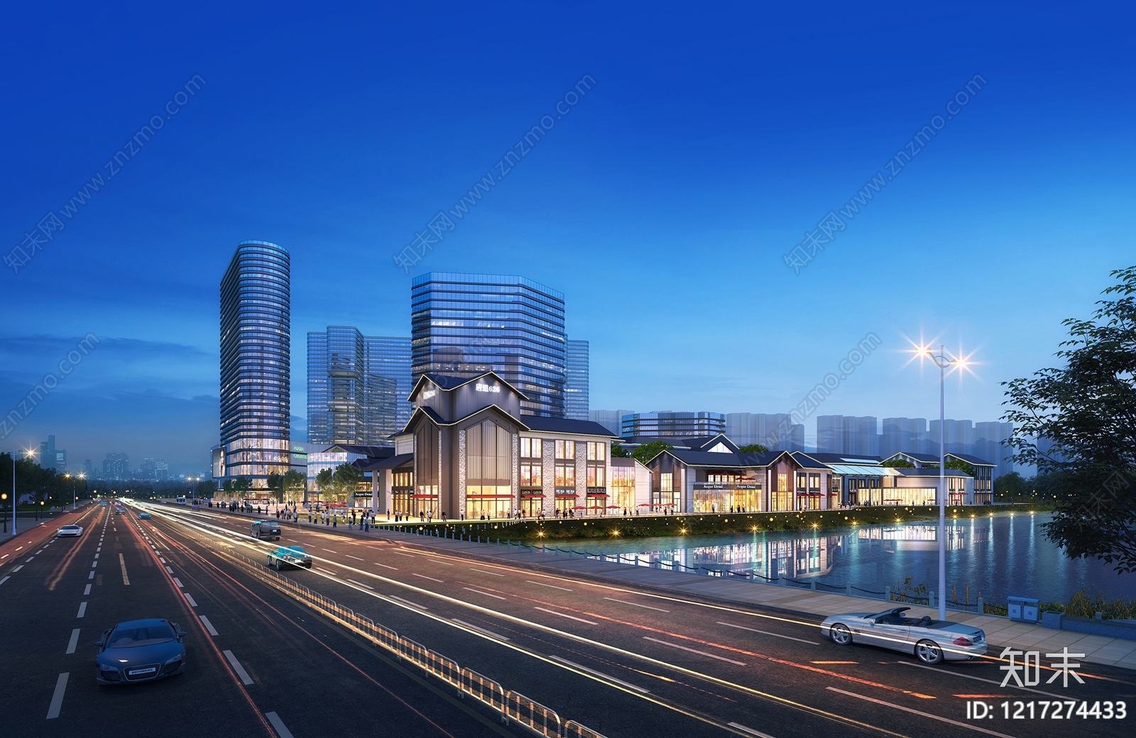 新中式商业综合体3D模型下载【ID:1217274433】