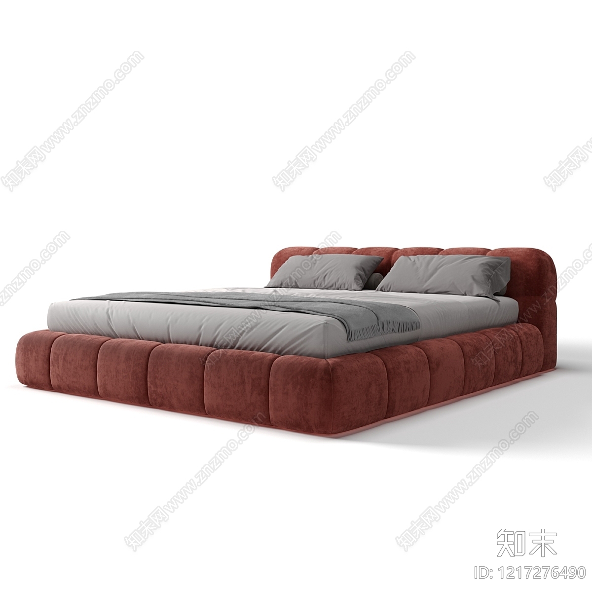 意式轻奢双人床3D模型下载【ID:1217276490】