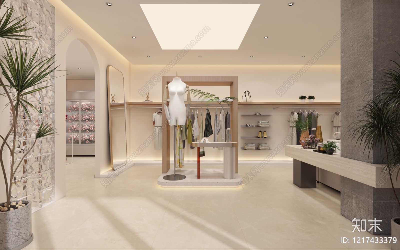 奶油风服装店3D模型下载【ID:1217433379】