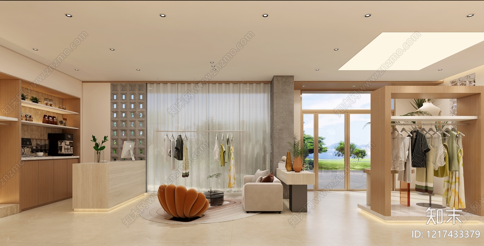 奶油风服装店3D模型下载【ID:1217433379】