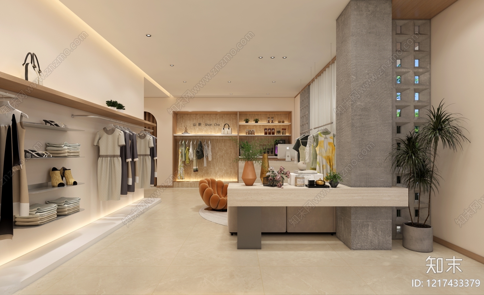 奶油风服装店3D模型下载【ID:1217433379】
